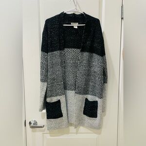 Cotton Emporium Black and Gray Cardigan Sweater
